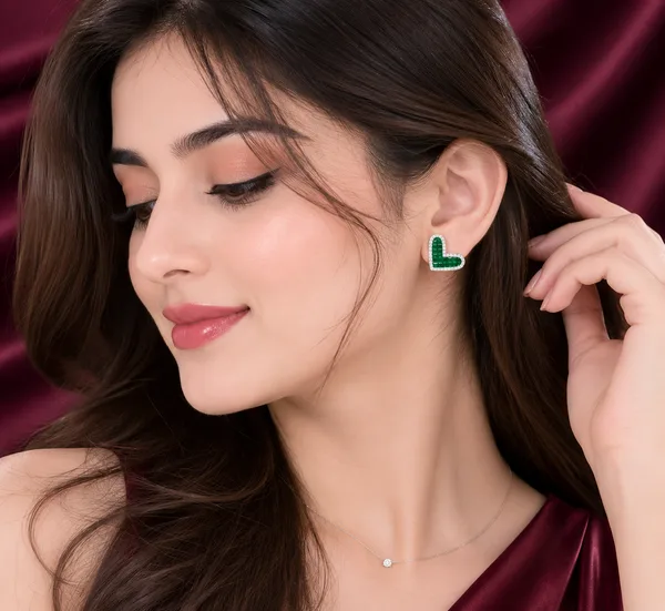 Green Heart Crystal Earrings