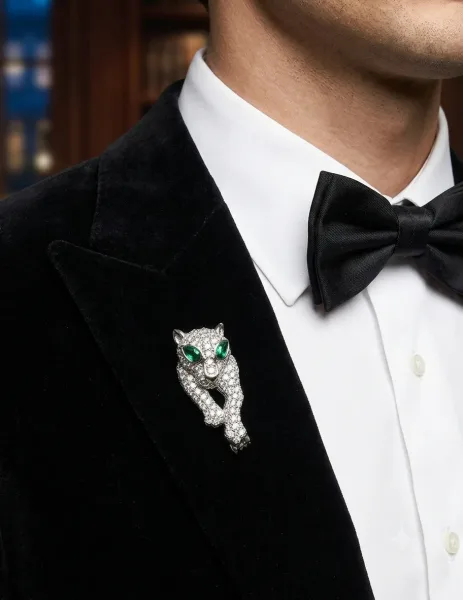 Diamond Panther / Leopard Collar Brooch (Men’s Lapel & Collar Pin)