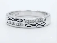 Geometric Accent Diamond Sterling Silver Ring