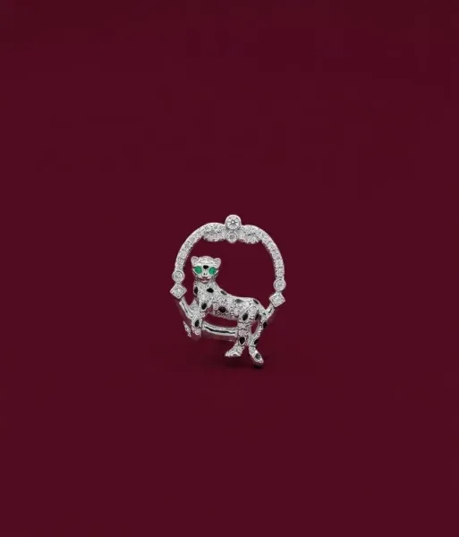 Diamond Panther Circle Collar Brooch