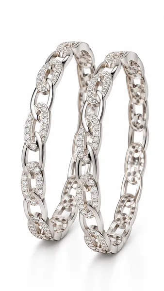 Silver Crystal Link Bangle