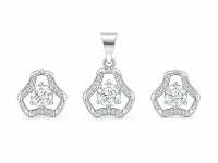 Elegant Round Halo Pendant & Earring Set