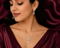 Crystal Blossom Teardrop Necklace Set