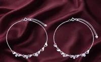 Silver Heart & Floral Charm Anklet