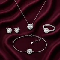 Elegant Floral Crystal Jewellery Set
