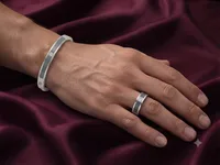 The Slate Inlay Bangle with Ring