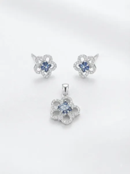 Celestial Bloom Elegance Set with pendant and earrings