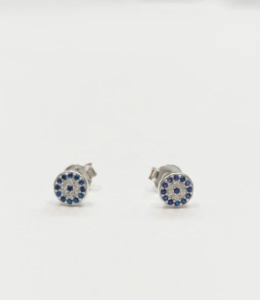 Evil Eye Round Halo Stud Earrings