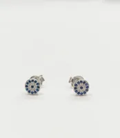 Evil Eye Round Halo Stud Earrings
