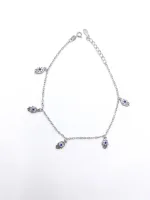 Silver Hamsa Hand & Evil Eye Charm Anklet