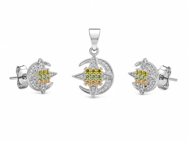 Multicolour Star Pendant & Earring Set