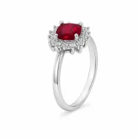 Sterling Silver Ruby Halo Ring