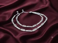 Silver Geometric Link Chain Anklet