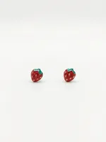 Tiny Strawberry Enamel Stud Earrings for Babies & Toddlers