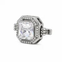 Silver Octagon Crystal Button