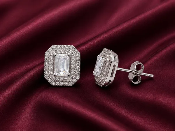 Classic Crystal Rectangle Stud Earrings