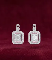 Emerald-Cut Illusion Diamond Stud Earrings