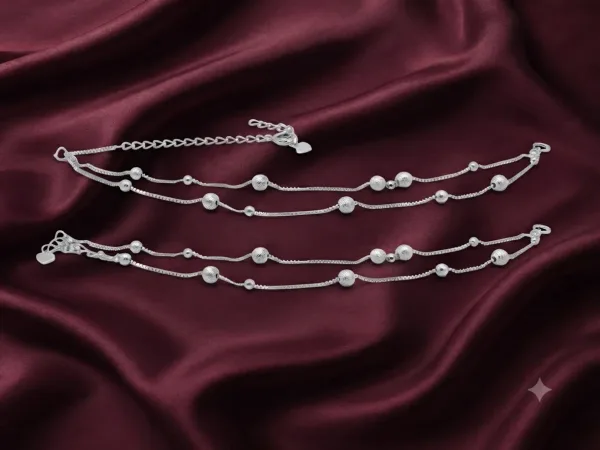 Silver Double-Layer Anklet