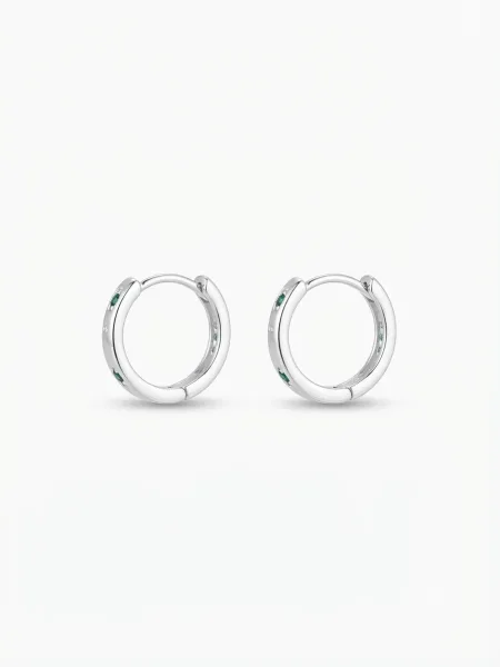 ​Green Gemstone Huggie Earrings