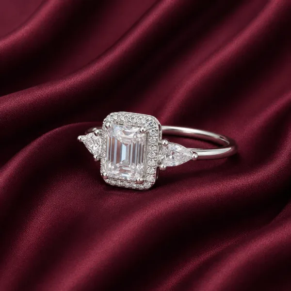 Regal Emerald-Cut Halo Ring
