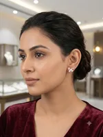 Rose Gold Ribbon Diamond Stud Earrings