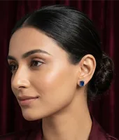 Royal Blue Emerald-Cut Stud Earrings