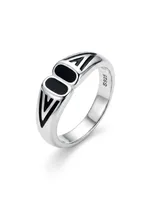 Silver Enamel Statement Ring
