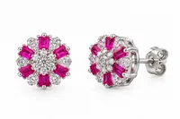 Silver Pink Bloom Earring