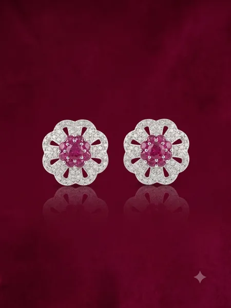 Crimson Bloom Floral Diamond Tops