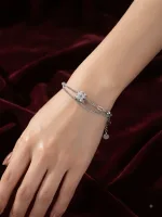Double Layer Crystal Barrel Bracelet