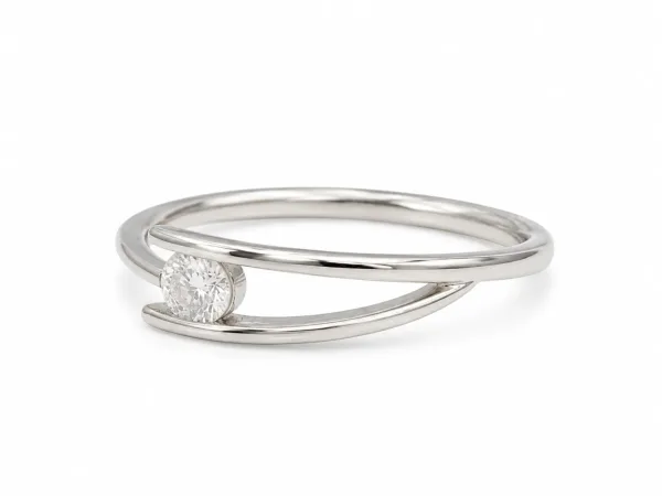 Sterling Silver Round Solitaire  ring