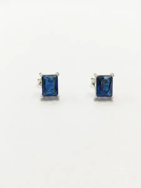 Royal Blue Emerald-Cut Stud Earrings
