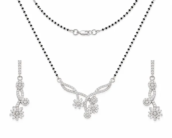 Floral Cascade 925 Sterling Silver Mangalsutra Set