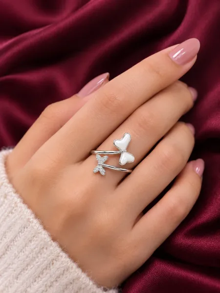 Butterfly Heart Pearl Ring
