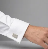 Classic Textured Silver Rectangular Cufflinks