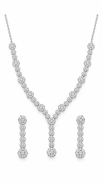 Floral Drop Silver Jewelry Set