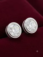 Round Brilliant Cut Bezel-Set Diamond Solitaire Stud Earrings