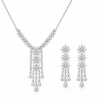 Floral Cascade Silver Jewelry Set