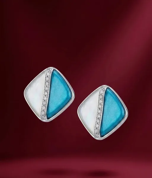 Azure Horizon Rhombus Stud Earrings