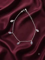 Silver Hamsa Hand & Evil Eye Charm Anklet