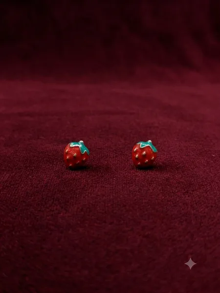 Tiny Strawberry Enamel Stud Earrings for Babies & Toddlers
