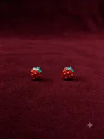 Tiny Strawberry Enamel Stud Earrings for Babies & Toddlers