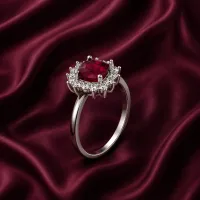 Sterling Silver Ruby Halo Ring