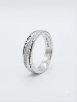 Diagonal Wave Pavé Sterling Silver Ring