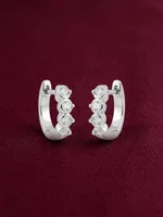 Diamond Graduated Bezel Huggie Hoop Earrings
