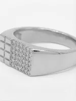 Silver Pave Grid Ring