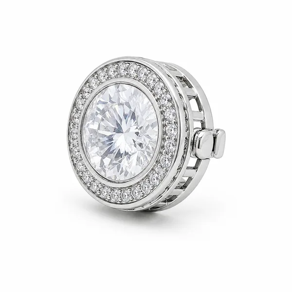 Silver Classic Crystal Button