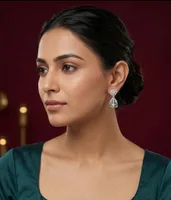 Emerald-Accent Cage Jhumki