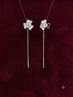 Blooming Clover Diamond Threader Earrings