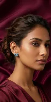 Vibrant Blue Enamel Butterfly Stud Earrings (Silver Finish)